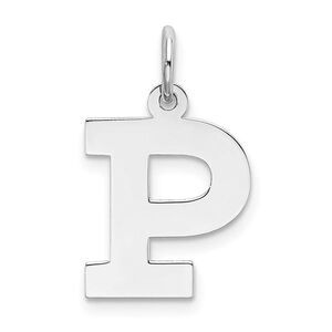 Sterling Silver Amanda Collection Medium Block Style Initial P Pendant